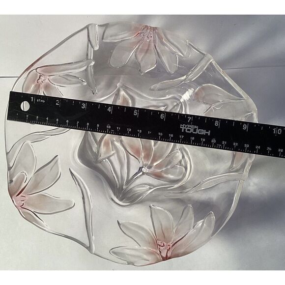 Vintage Floral Crystal Frosted Glass Bowl 9.5” Frosted Dish - Picture 4 of 4